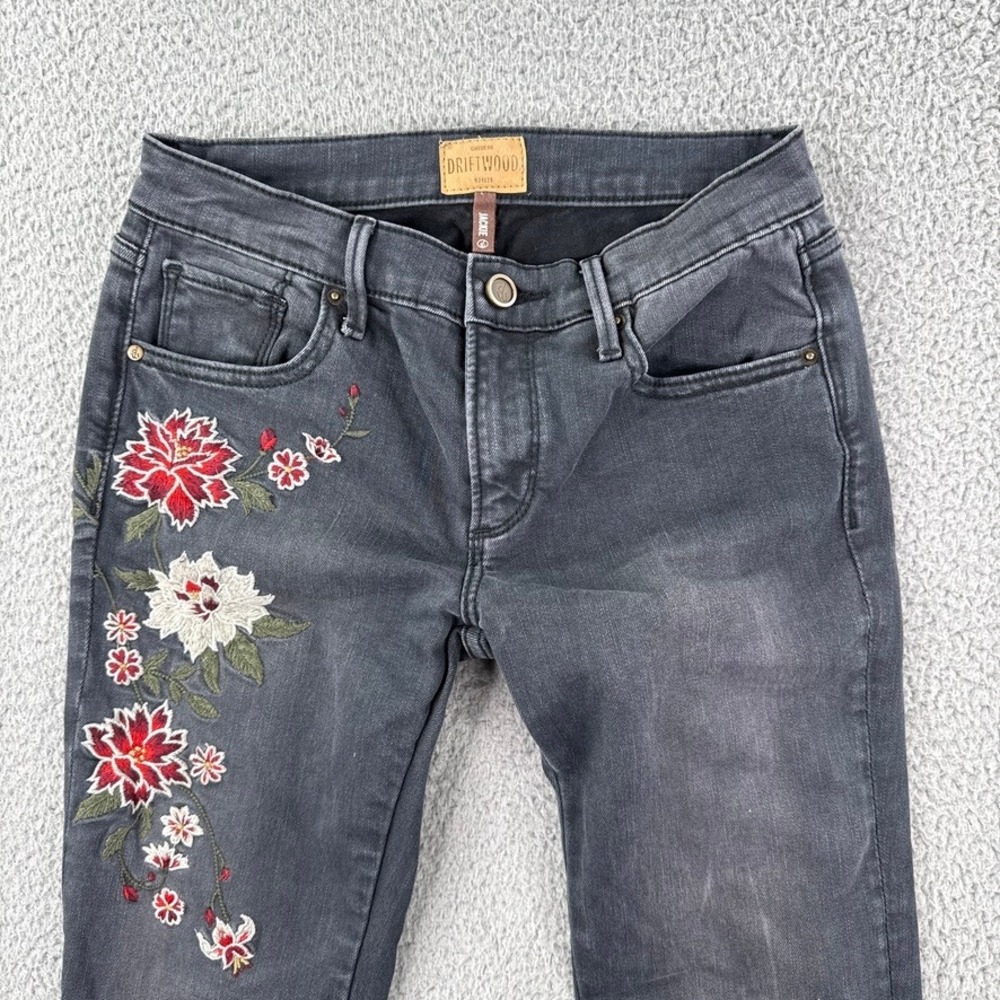 Driftwood Jeans Womens 24X28 Black Jackie Embroidered Floral Denim Classic Fit - Picture 11 of 16